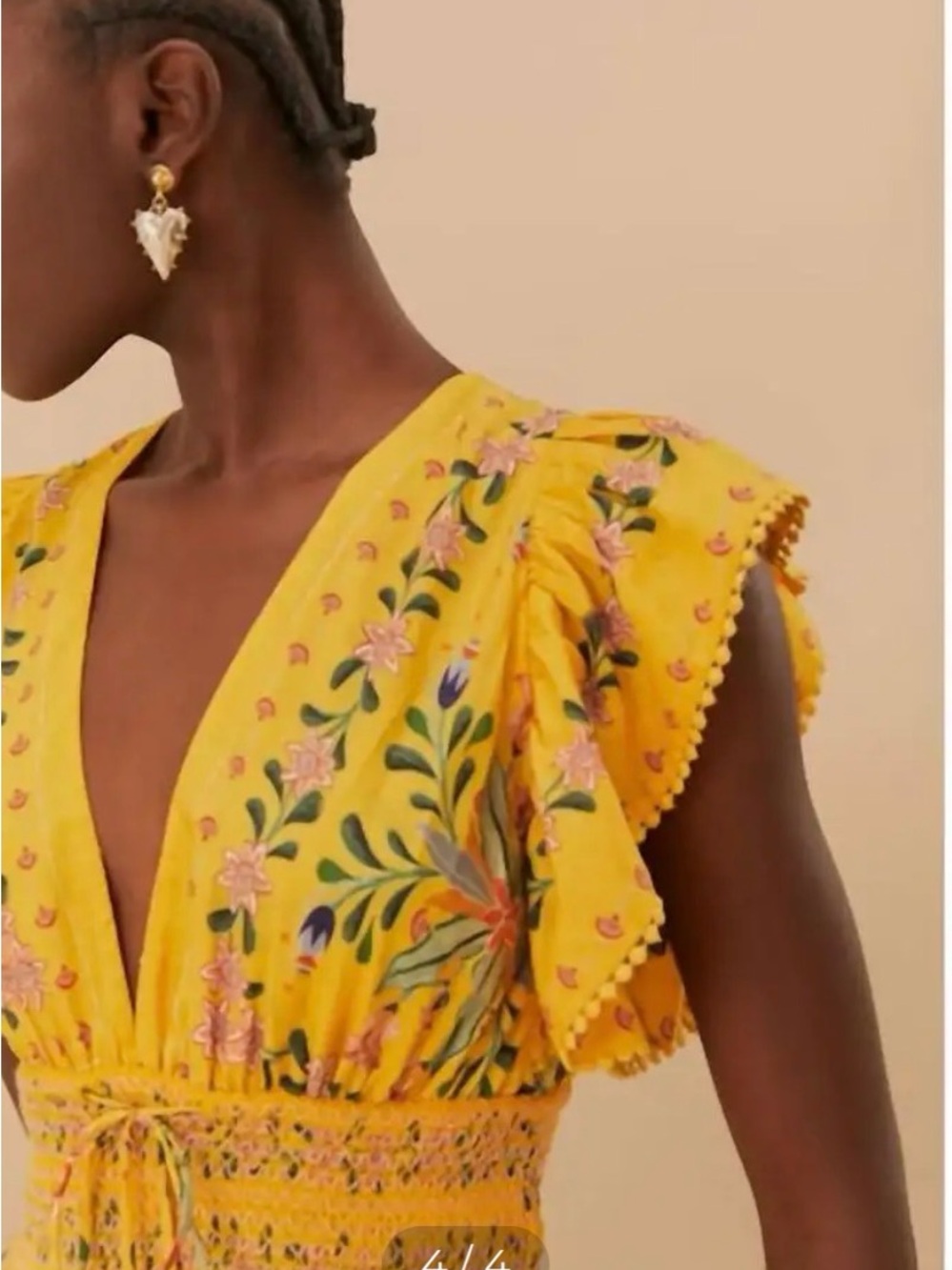 FARM Rio Delicate Flowers Top Yellow NWT - Picture 2 of 5